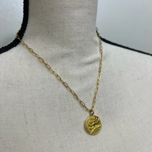 Plunder Gold Necklace with Rose Pendant - Picture 1 of 4